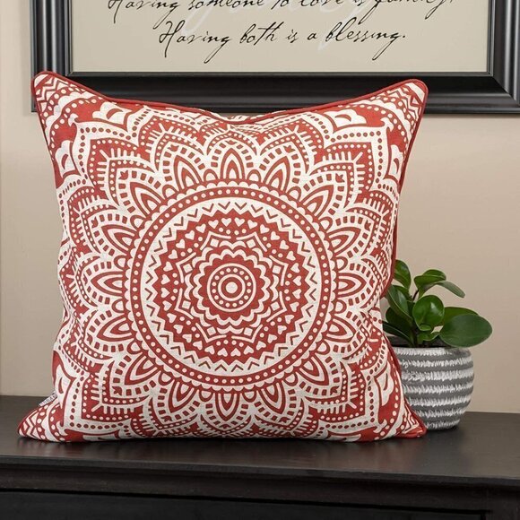 Brick Red Feather Filled Decorative Throw Pillow Cushion - Picture 1 of 3